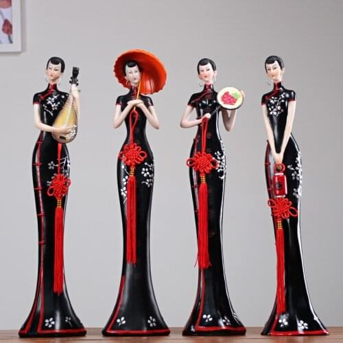 Modern Chinese Ladies Resin Figurines Creative Home Furnishing Decoration Crafts Office Beauty Ornaments TV Cabinet Accessories