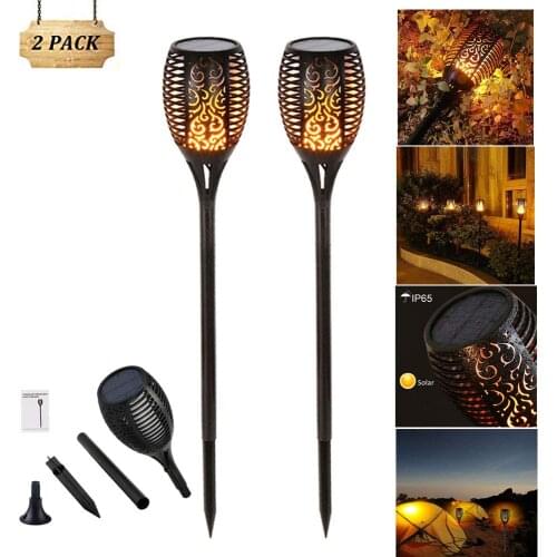2pcs 96 LED Solar Light Waterproof Flickering Outdoor Garden Solar Light Control Lawn Torch Solar Flame Lamp Landscape Decor