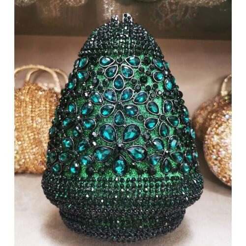 Female Bling Women Gold Green Evening Bags Clutches Bags For Wedding Party Flower Clutch Purses Rhinestone Handbags Purse Wallet