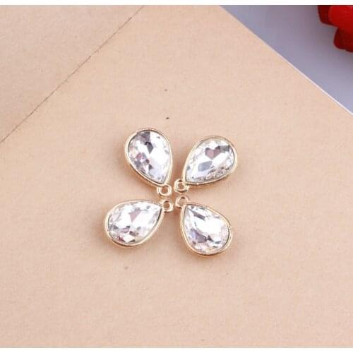 10pcs/lot High Quality Fashion Rhinestone Charm Water droplets Charms Gold Alloy Pendant For Necklace Jewelry Accessories