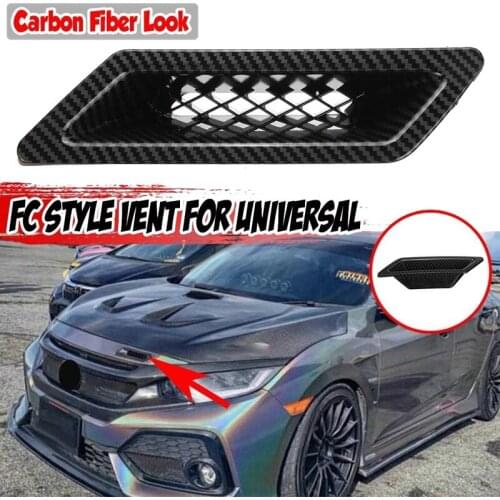AU04 -Carbon Fiber Universal Car Front Bumper Hood Vent Air Out Decoration for Honda Civic -A4 B8 Golf BMW-E90 E80 E82 F30