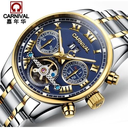 Carnival 2020 Top Brand Men Automatic Luxury Fashion Sports Watches Sapphire Male Time Mechanical Clock Relogio Masculino 8728