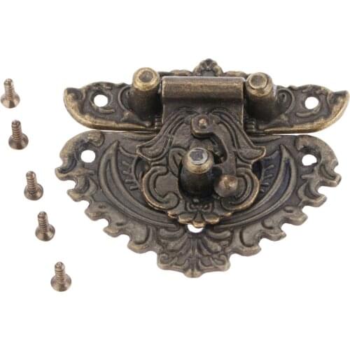 50*56m Antique Wooden Case hasp Vintage Style Decorative Jewelry Gift Box Suitcase Hasp Latch Hook Furniture Buckle Clasp Lock