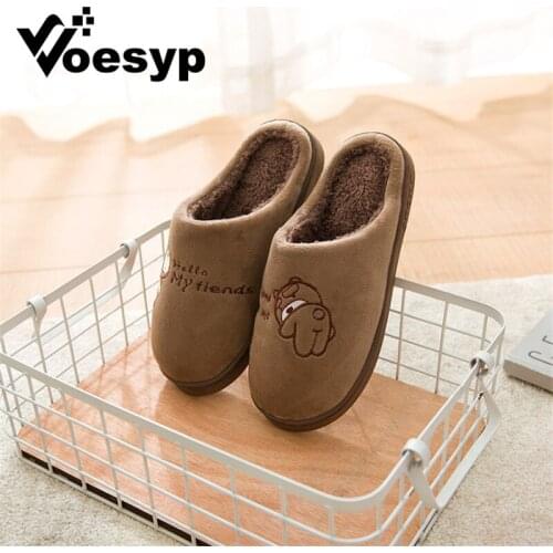 Home Slippers Men Shoes Cartoon Lovers Women Couple Adult Slipper Man Winter Shoes Warm Fur Slides Flip Flops Funny Slippers