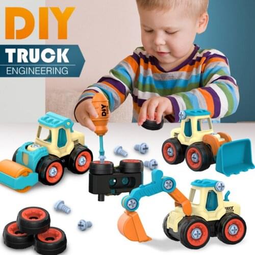 Nut Disassembly Loading Unloading Engineering Truck Excavator Bulldozer Kids Screw Boy Creative Tool Education DIY Toy Car Model