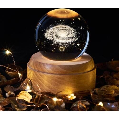 Crystal Ball night light usb charging kids moon lamps Music Box 3d lamp Universe Galaxy Earth Globe Crafts Home Desktop Decor