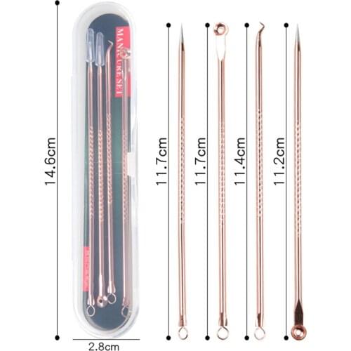 4pcs/set Blackhead Comedone Acne Pimple Blackhead Remover Tool Spoon for Face Skin Care Tool Needles Facial Pore Cleaner