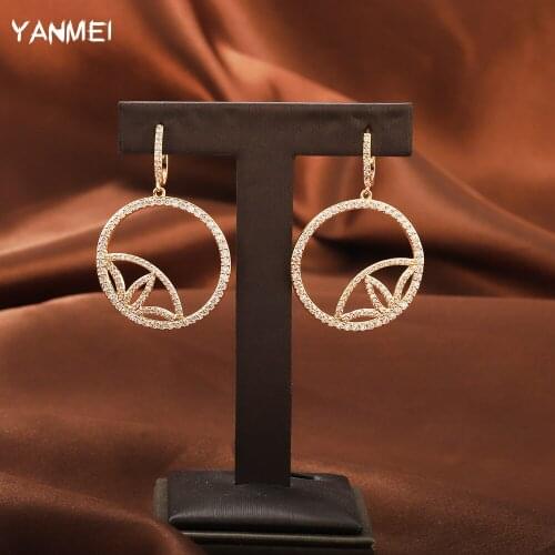 Ring Hollow Zircon Earrings Geometric Fashion Transparent Banquet Temperament Jewelry Crystal High-end Earrings for Women