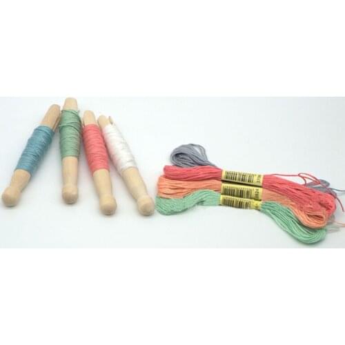 Creative Wooden Spools Cross Stitch Storage Tool Threads Storage Rod Practical Wool Yarn Storage Stick DIY Handcraft Sewing Tool