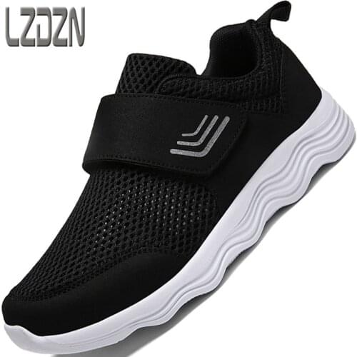 Summer Mesh Breathable Leisure Sports Single Mesh Shoes Walking Shoes Middle-Aged Old Dad Shoes Old Man Magic Buckle Soft Bottom