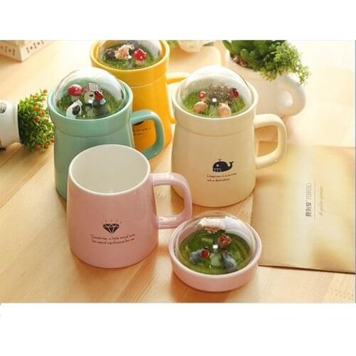 Cartoon Animal Micro Landscape Mug Jar Milk Tea Coffee Mug 400ml High-capacity Office Ceramic Cups Beauty Gifts