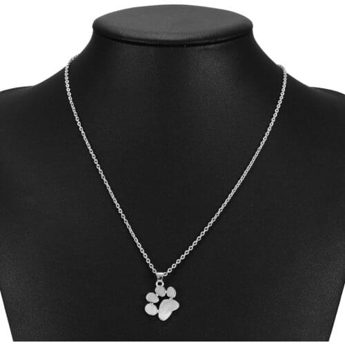 Mini Pet Pendnat Necklace Fashion Silver Color Long Chain Cute Dog Footprints Necklace Female Girls Daily Wear Jewelry Gift