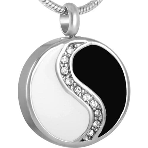 MJD8277 Classic Crystal Yin Yang Pendant Cremation Jewelry Memorial Ashes Urn Keepsake +fill kit +20 Inch Chain