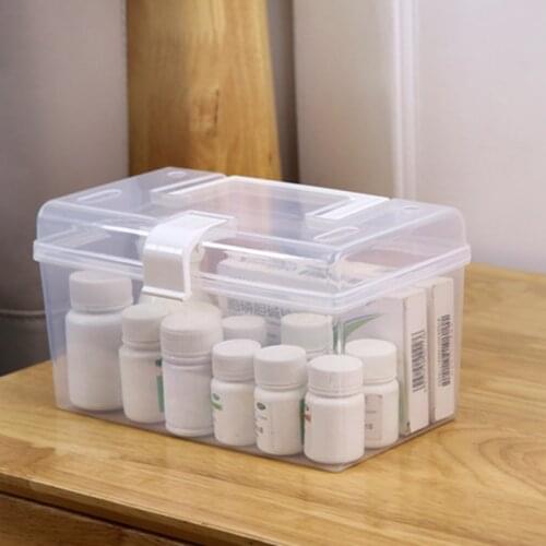 Multipurpose Plastic Clear First Aid Box Portable Medical Kit Medicine Case Household S55