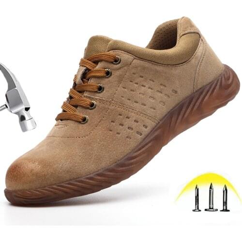 Mens Safey Shoes with Steel Toe Caps Anti-smashing Puncture Proof Anti-skid Welder Jelly Sole Work Shoes Male Protective Boots