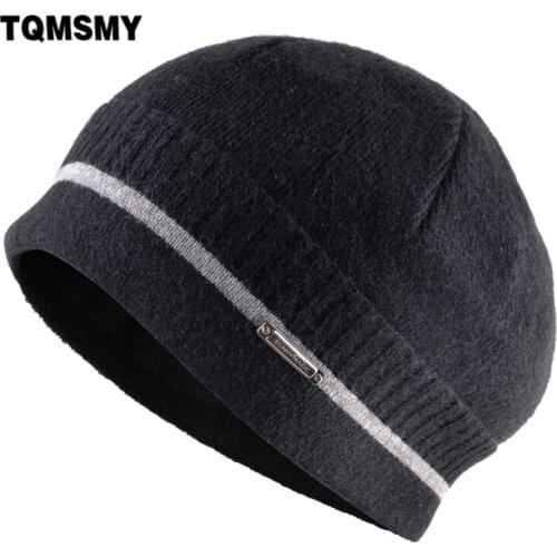 TQMSMY Mens Knitted Wool Skullies Beanies Men Winter Fashion Hats Knitted Solid Color Wool Beanie Hat Man Warm Knit Gorra TME95