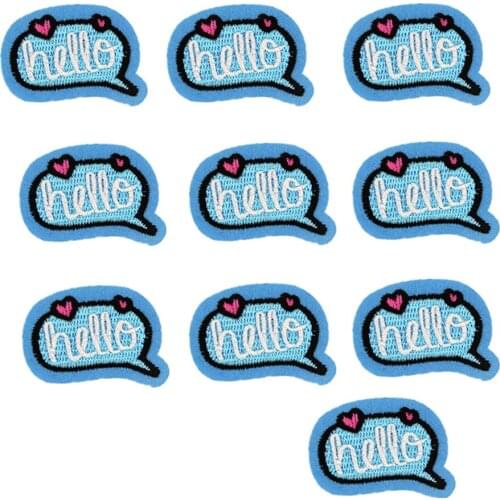 Hello DIY Patches for Clothing Iron Embroidered Patch Applique Iron on Patch Sewing Accessories Badge Stickers for Clothes Bag