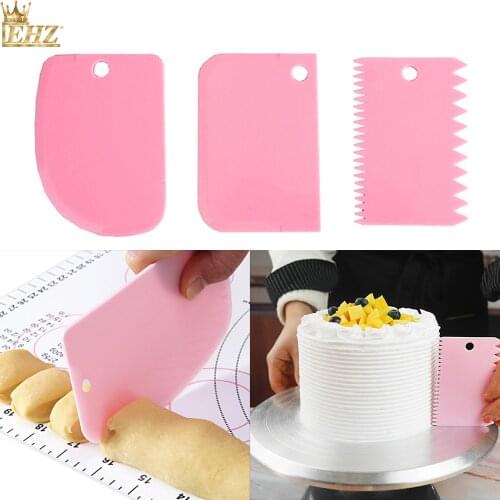3PCS Dough Cutter Plastic Cake Cream Spatulas Pastry Cutters Fondant Tools Butter Knife Teeth Edge DIY Tool for Cake Decorating