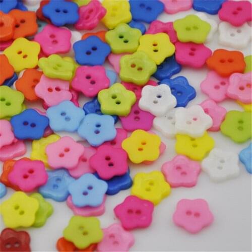 50/100 pcs New fashion 2 holes cute Color mixing plum flower form kids sewing buttons PT62