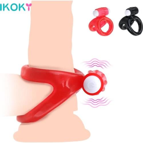Penis Erections Vibrating Cock Rings Sexy Dual Ring Male Time Delay Ejaculation Penis Ring Vibrator Sex Toys for Men