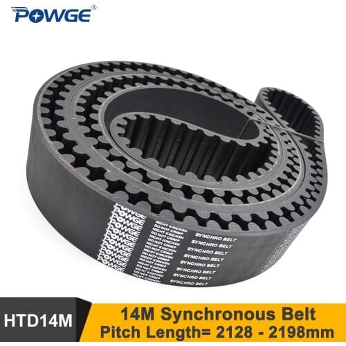POWGE 2128/2156/2184/2198 14M Synchronous Belt Teeth=152/154/156/157 W=25/40/50mm 2128-14M 2184-14M HTD14M Timing Belt Pulley