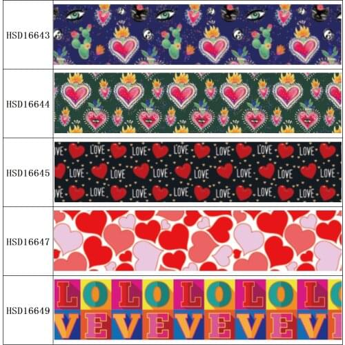 22MM 25MM 38MM 50MM 75mm Printed Pattern on Grosgrain Ribbon for diy ribbon