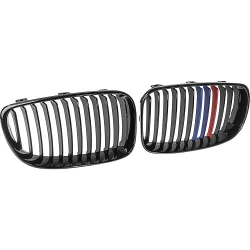 1 Pair Gloss Black M-Color Front Kidney Grilles For BMW E81 E82 E87 E88 118i 125i 135i 130i 120i 128i 2005-2015 2012 2011 2010