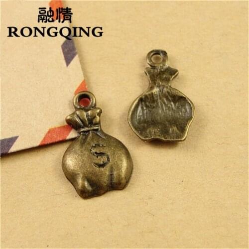 RONGQING 17*10MM 50pcs/lot purse Pendants Necklaces Handmade Accessories Fashion Jewelry Charms DIY
