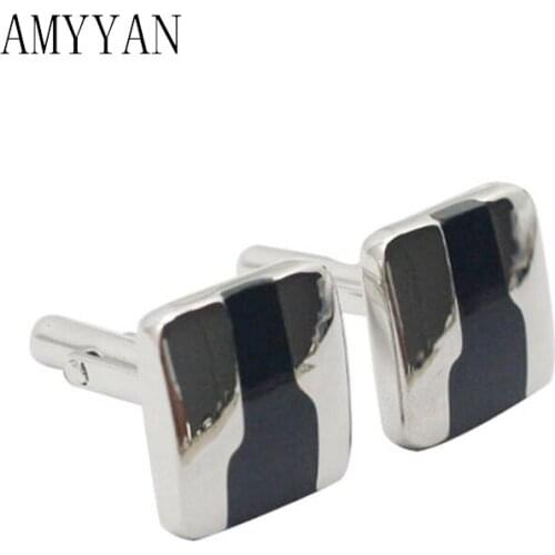 Luxury HOT Shirt Cufflinks for Mens Brand Cuff Bouton de manchette Black 316L Stainless Steel abotoaduras Jewelry