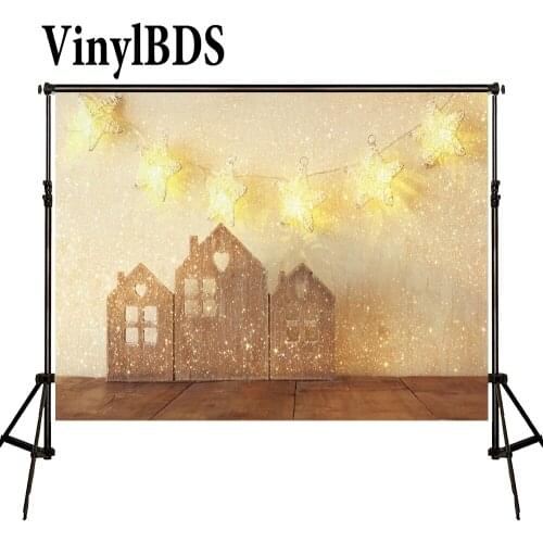 VinylBDS Background Christmas Backdrops Shimmer and Shine Kerst Decoratie Children Brick Wall and Wood Floor Backdrop