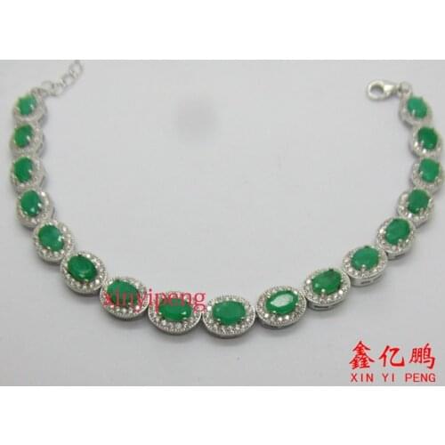 925 sterling silver with natural emerald bracelet