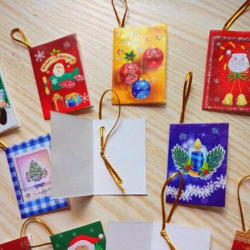 100PCS Phnom Penh cartoon folding card Merry Christmas Tags Paper Card Gift Label DIY Hang Wrapping Decor GiftChristmas