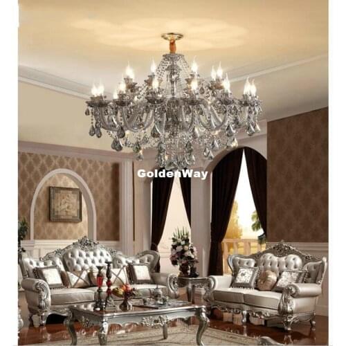 Modern Crystal Chandeliers Smokey Grey Lustre de Crystal Ceiling Hanglamp Dining room Light Fixture Home Deco Luminaire Lighting