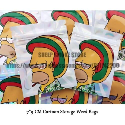 7*9 CM Cartoon Pattern Weed Bags Zip Lock Pouches Aluminum Mylar Foil Food Bags 3.5 G Tobacco Bags Customized Printed Bags