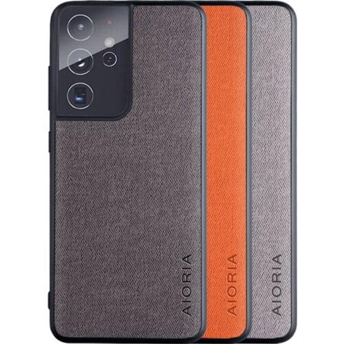 Textile Leather Skin Soft Phone Case For Samsung Galaxy S10 Plus S10 5G S21 Ultra Simplicity Hard PC Cover For Samsung S20 FE