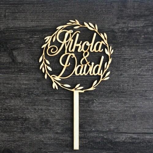 Wedding Cake Topper Wreath Names Wedding Cake Topper, Personalized Wedding Cake Topper