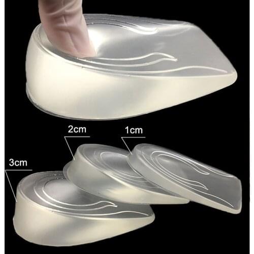 Unisex Foot Care Protector Silicone Gel Height Increase Insole Heel Lifting Inserts Shoe Elastic Cushion Arch Support Insert