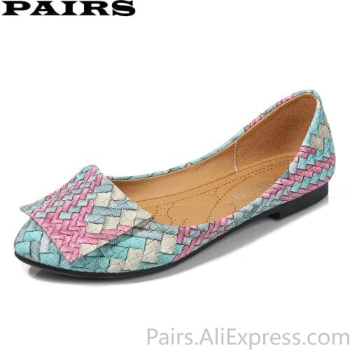 Spring Summer Moccasins Slip on Shoes Women Faux Leather Ballet Flat Shoes Mix Color Plaid Loafers Female Footwear Plus Size 46