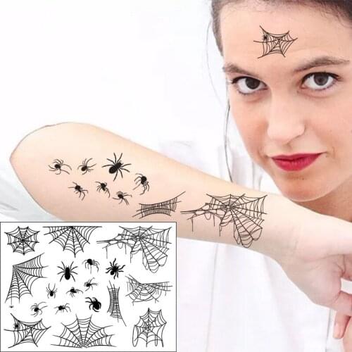 Waterproof Temporary Tattoo Sticker Small Animal Spider Net Element Face Art Pattern Design Flash Tatoo Fake Tatto for Men Women