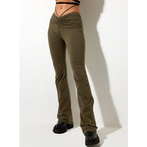 4 Colors Women Summer Slim Trousers with Bandage Decoration Ladies Girls Fashion High Waist Solid Color Summer Pants Outfits