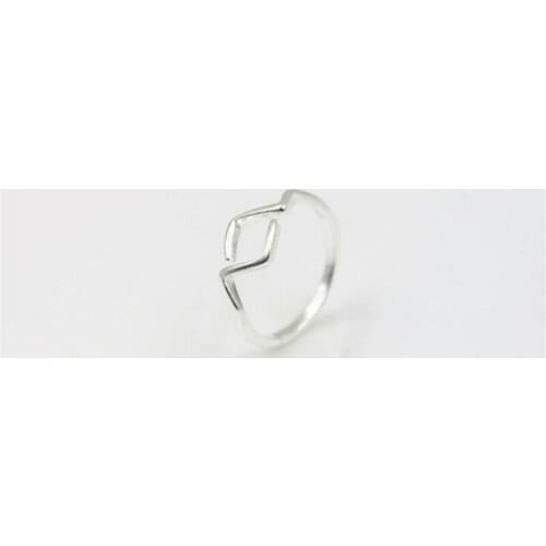 Minimalist Elegant Double V Geometric Opening Ring for Women Ladies 925 Sterling Silver Jewelry All-matched Accessories SR378