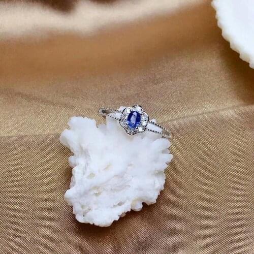 Shilovem 925 silver sterling real Natural sapphire rings party fine Jewelry women party plant trendy gift new 3*4mm mj0304200agl