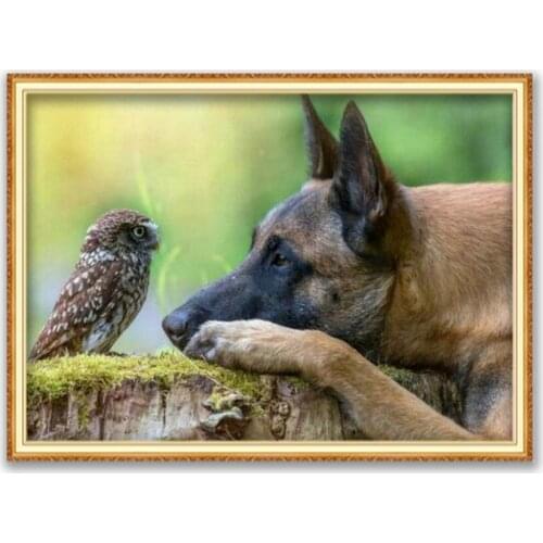 Animal German Shepherd DIY Embroidery 11CT Cross Stitch Kits Craft Needlework Set Printed Canvas Cotton Thread Home Decoration