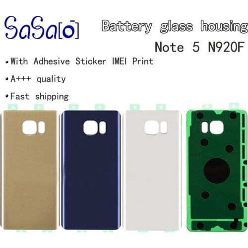 10pcs New Rear Battery Door Replacement For Samsung Galaxy Note5 Note 5 N920 N920F Back Glass Housing Cover + Sticker