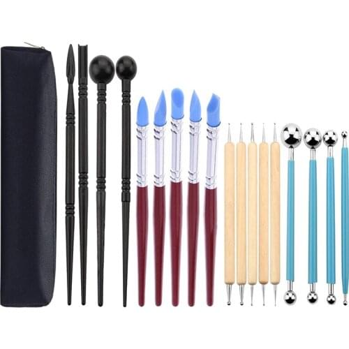 19Pcs Polymer Clay Sculpting Tool Set Wood Models Art Projects Pottery Clay Tools Silica Gel Pen Tool Ceramic