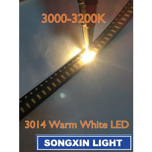 200PCS 3014 warm White SMD LED Bead 3.0-3.2v 30mA 9-10LM 3.0*1.4MM 3000-3200K