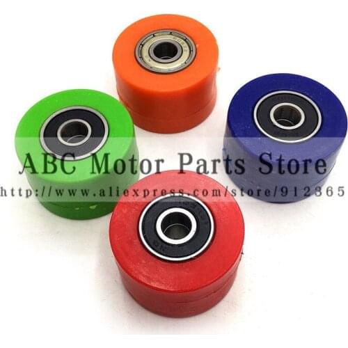 8mm 10mm Drive Chain Pulley Roller Slider Tensioner Wheel Guide For Pit Dirt Street Bike Motorcycle Atv CRF M8 M10 Orange Red