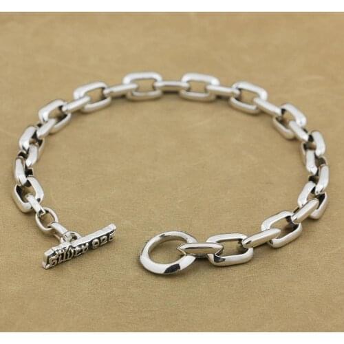 925 Sterling Silver Mens Biker Rocker Punk Bracelet 8W010