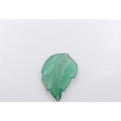 Green Agate Carved Leaf Cabochon Bead,Semi-precious stones jewelry accessories 18x13x3mm,0.6g