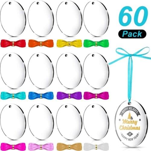 1 Set Acrylic Transparent Star Heart Oval Discs Key Chains Round Acrylic Keychain Blanks Tassel Pendant Keyring Jewelry Making